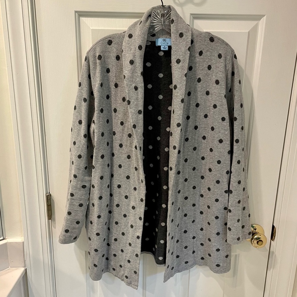 CeCe Polkadot Open Front Cardigan
